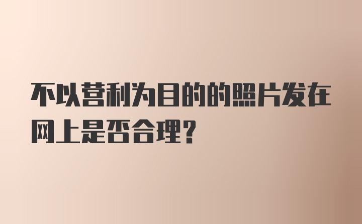 不以营利为目的的照片发在网上是否合理？