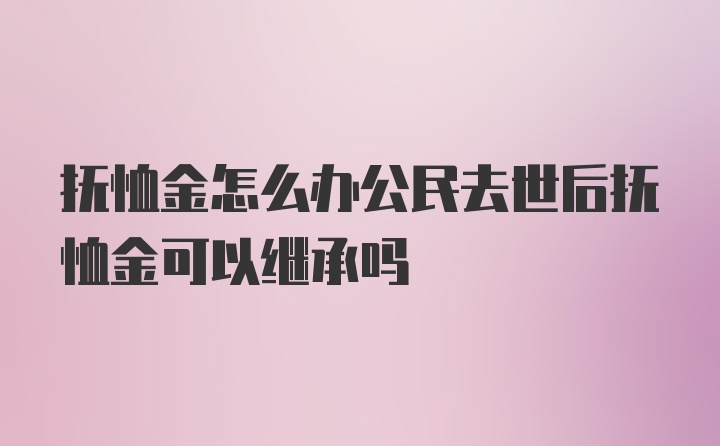 抚恤金怎么办公民去世后抚恤金可以继承吗