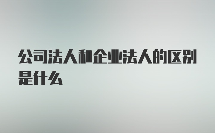 公司法人和企业法人的区别是什么