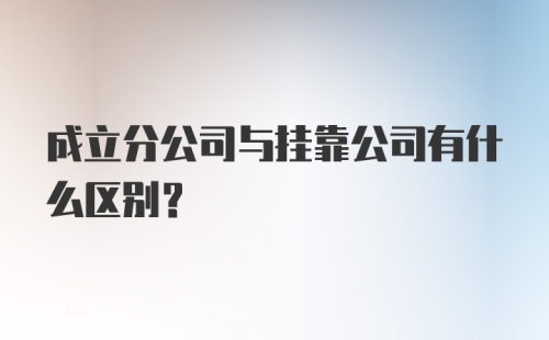 成立分公司与挂靠公司有什么区别？