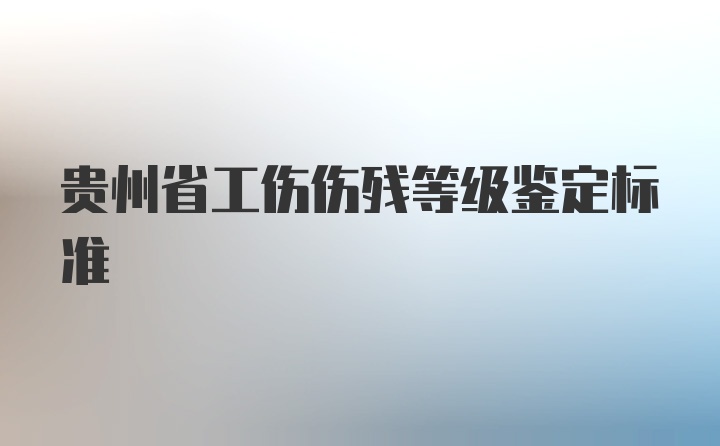 贵州省工伤伤残等级鉴定标准