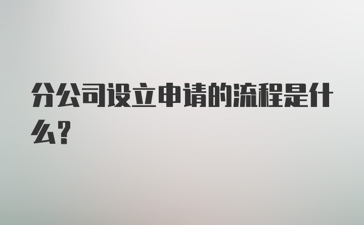 分公司设立申请的流程是什么？