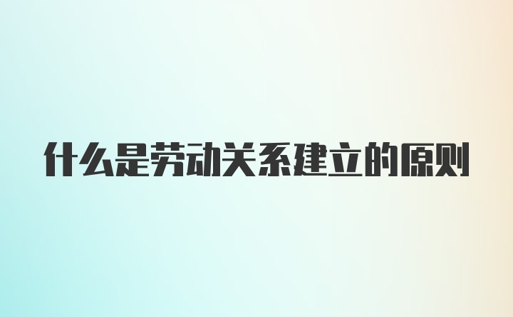 什么是劳动关系建立的原则