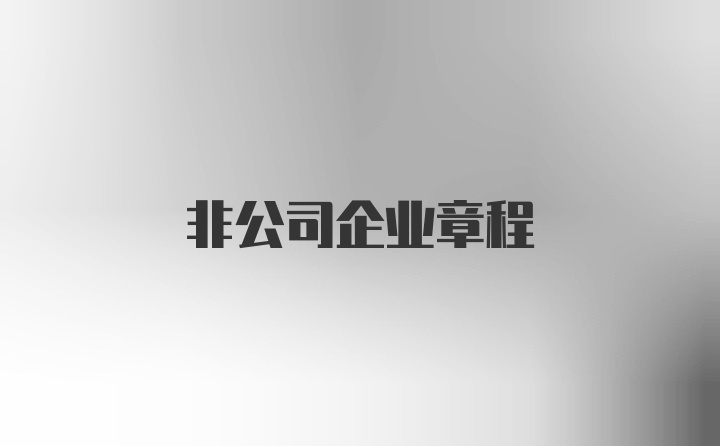 非公司企业章程