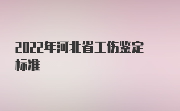 2022年河北省工伤鉴定标准