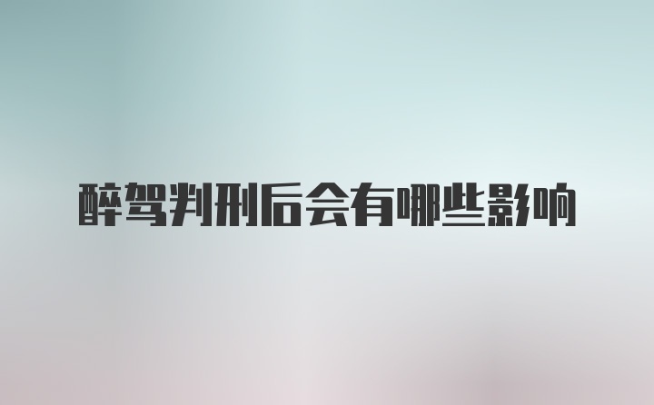 醉驾判刑后会有哪些影响
