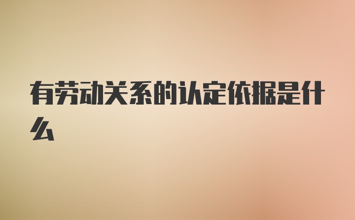 有劳动关系的认定依据是什么