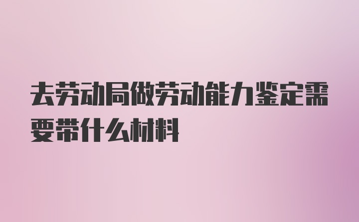 去劳动局做劳动能力鉴定需要带什么材料