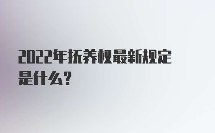 2022年抚养权最新规定是什么？