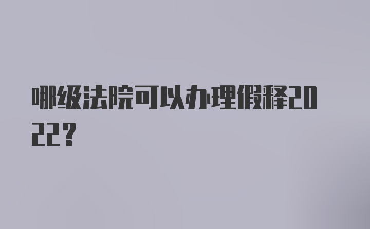 哪级法院可以办理假释2022？