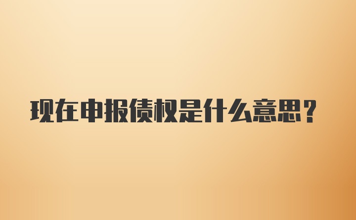 现在申报债权是什么意思?