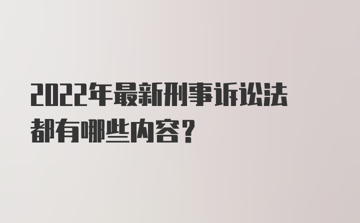 2022年最新刑事诉讼法都有哪些内容？