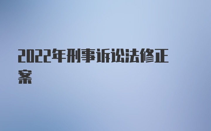 2022年刑事诉讼法修正案