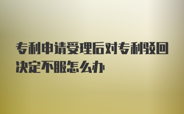 专利申请受理后对专利驳回决定不服怎么办