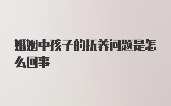 婚姻中孩子的抚养问题是怎么回事