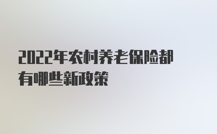 2022年农村养老保险都有哪些新政策