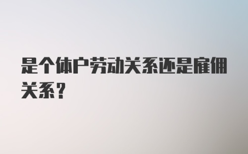 是个体户劳动关系还是雇佣关系？