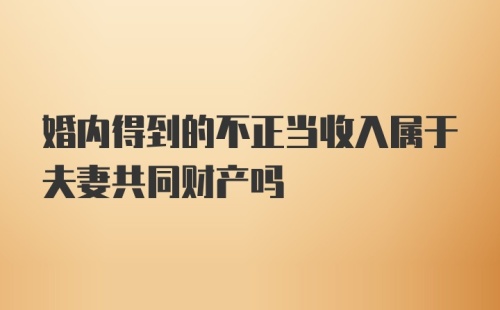 婚内得到的不正当收入属于夫妻共同财产吗