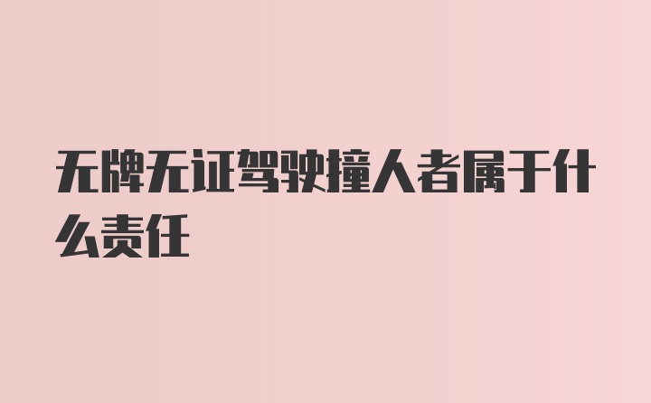 无牌无证驾驶撞人者属于什么责任