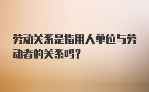 劳动关系是指用人单位与劳动者的关系吗？