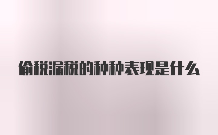 偷税漏税的种种表现是什么