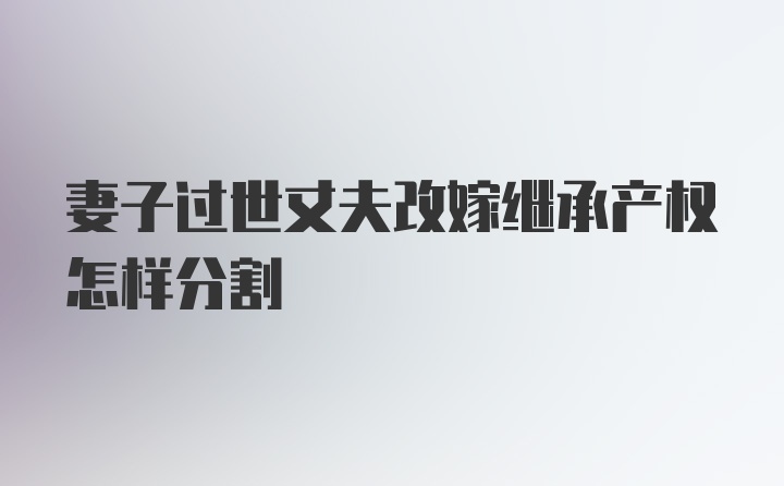 妻子过世丈夫改嫁继承产权怎样分割