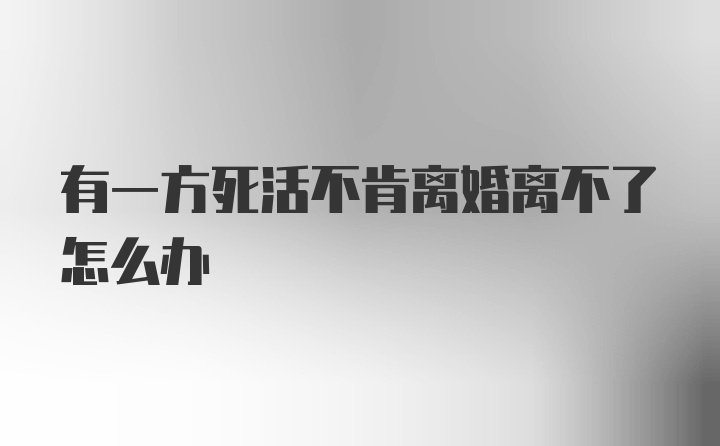 有一方死活不肯离婚离不了怎么办