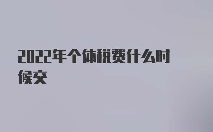 2022年个体税费什么时候交