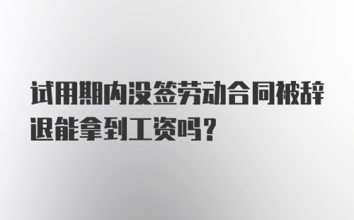 试用期内没签劳动合同被辞退能拿到工资吗？