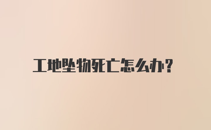 工地坠物死亡怎么办？