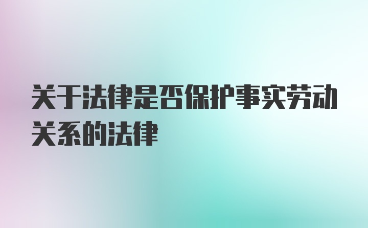 关于法律是否保护事实劳动关系的法律