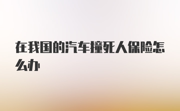 在我国的汽车撞死人保险怎么办