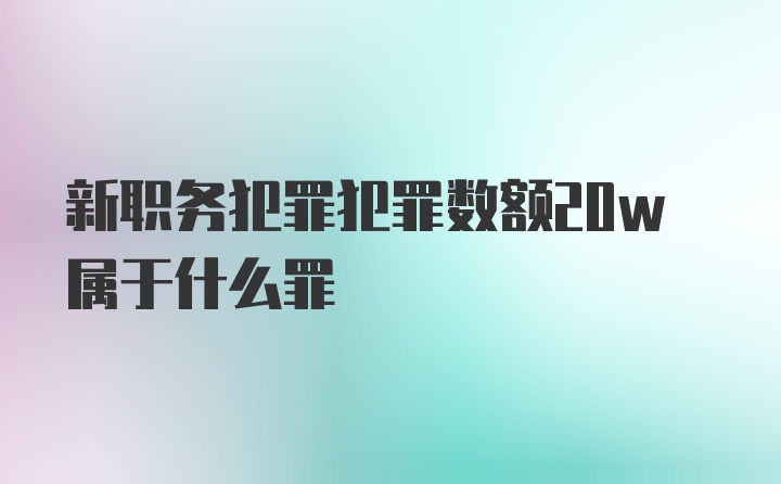 新职务犯罪犯罪数额20w属于什么罪