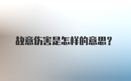 故意伤害是怎样的意思?