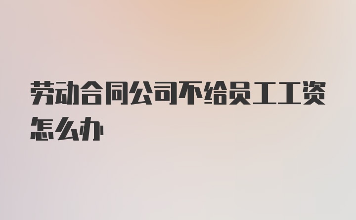 劳动合同公司不给员工工资怎么办