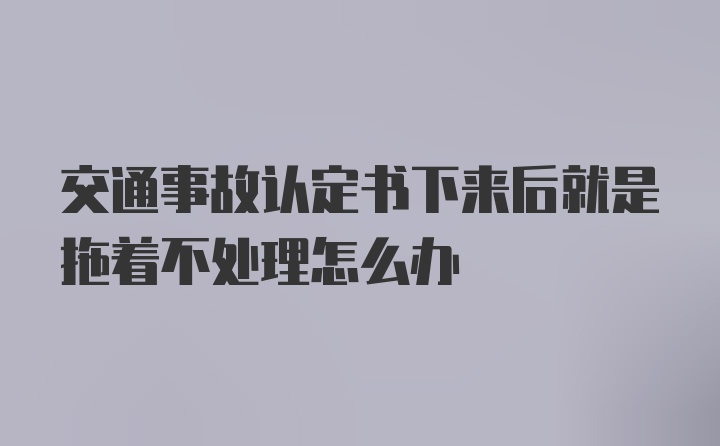 交通事故认定书下来后就是拖着不处理怎么办