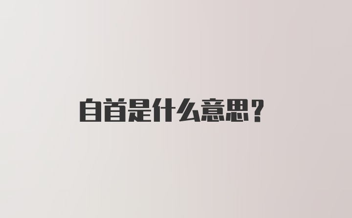 自首是什么意思？