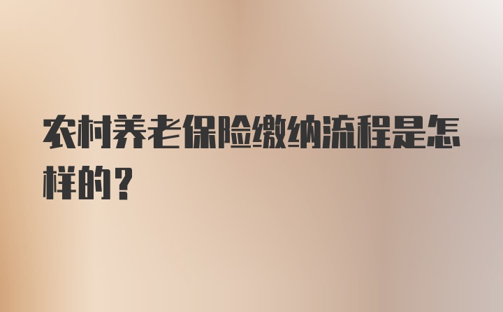 农村养老保险缴纳流程是怎样的？