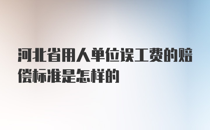 河北省用人单位误工费的赔偿标准是怎样的