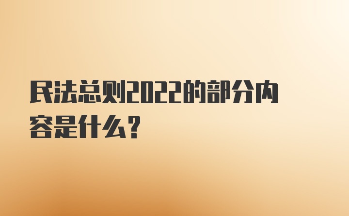 民法总则2022的部分内容是什么？