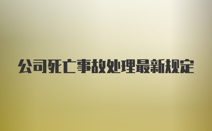 公司死亡事故处理最新规定