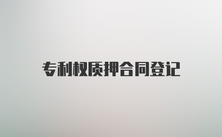 专利权质押合同登记