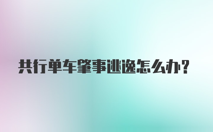 共行单车肇事逃逸怎么办？