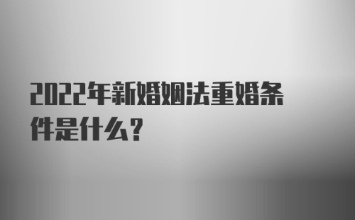 2022年新婚姻法重婚条件是什么？