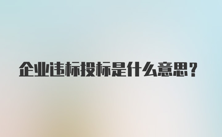 企业违标投标是什么意思？