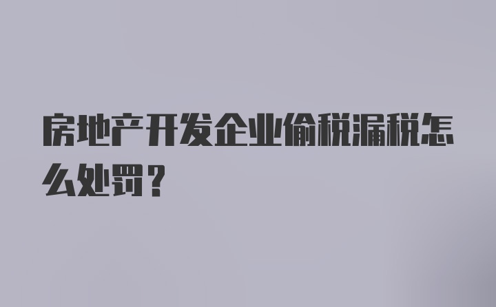 房地产开发企业偷税漏税怎么处罚？