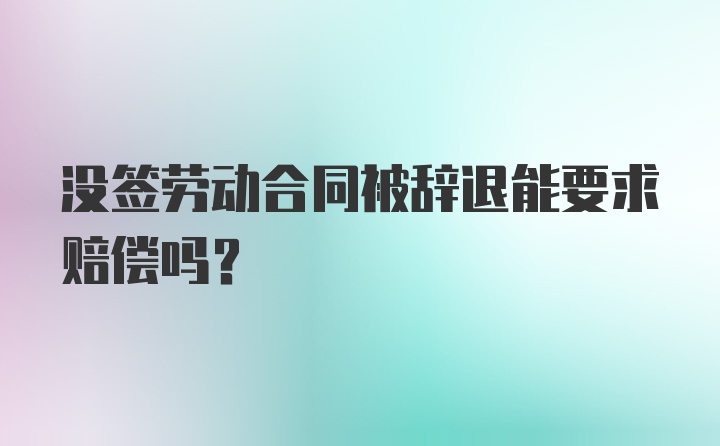 没签劳动合同被辞退能要求赔偿吗?