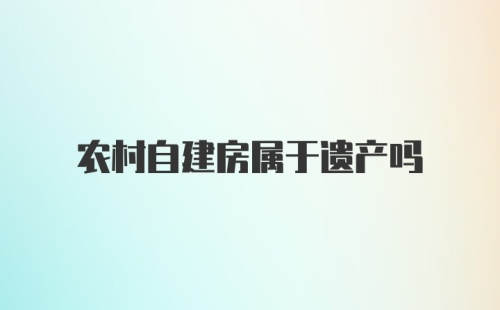 农村自建房属于遗产吗