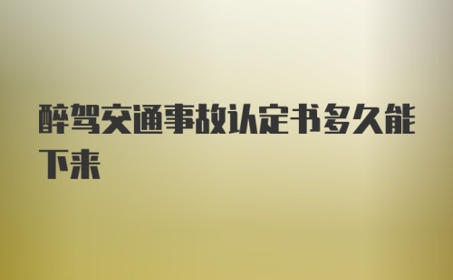 醉驾交通事故认定书多久能下来