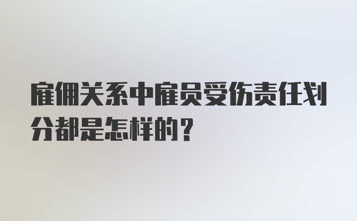 雇佣关系中雇员受伤责任划分都是怎样的？